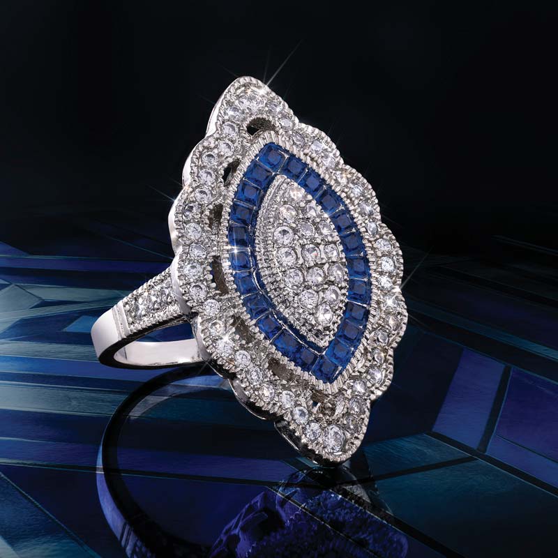 Women's Art Deco Blues Ring